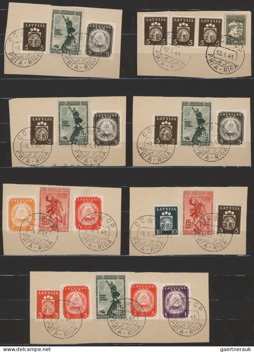 Latvia: 1941, Soviet Occupation, Assortment Of 22 Pieces Bearing Combination Fra - Letland