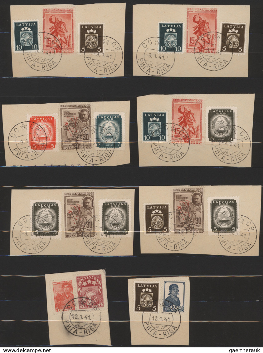 Latvia: 1941, Soviet Occupation, Assortment Of 22 Pieces Bearing Combination Fra - Letonia