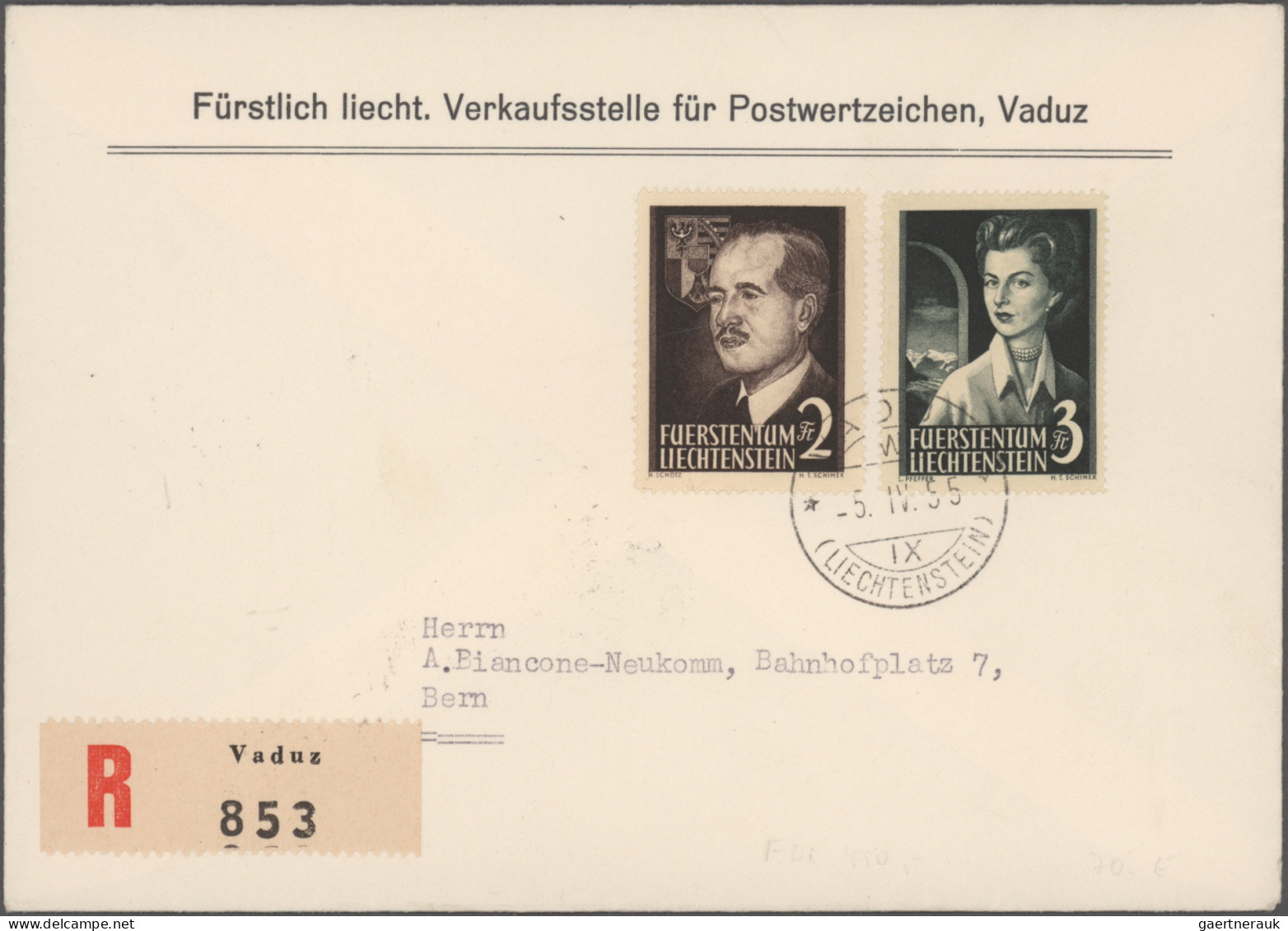 Liechtenstein: 1900/1955, Partie Von Fünf Briefen Und Karten Ab Einmal Vorläufer - Verzamelingen