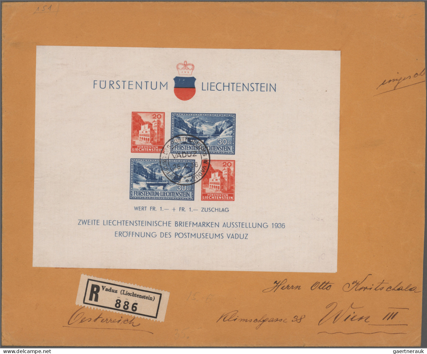 Liechtenstein: 1900/1955, Partie Von Fünf Briefen Und Karten Ab Einmal Vorläufer - Lotes/Colecciones