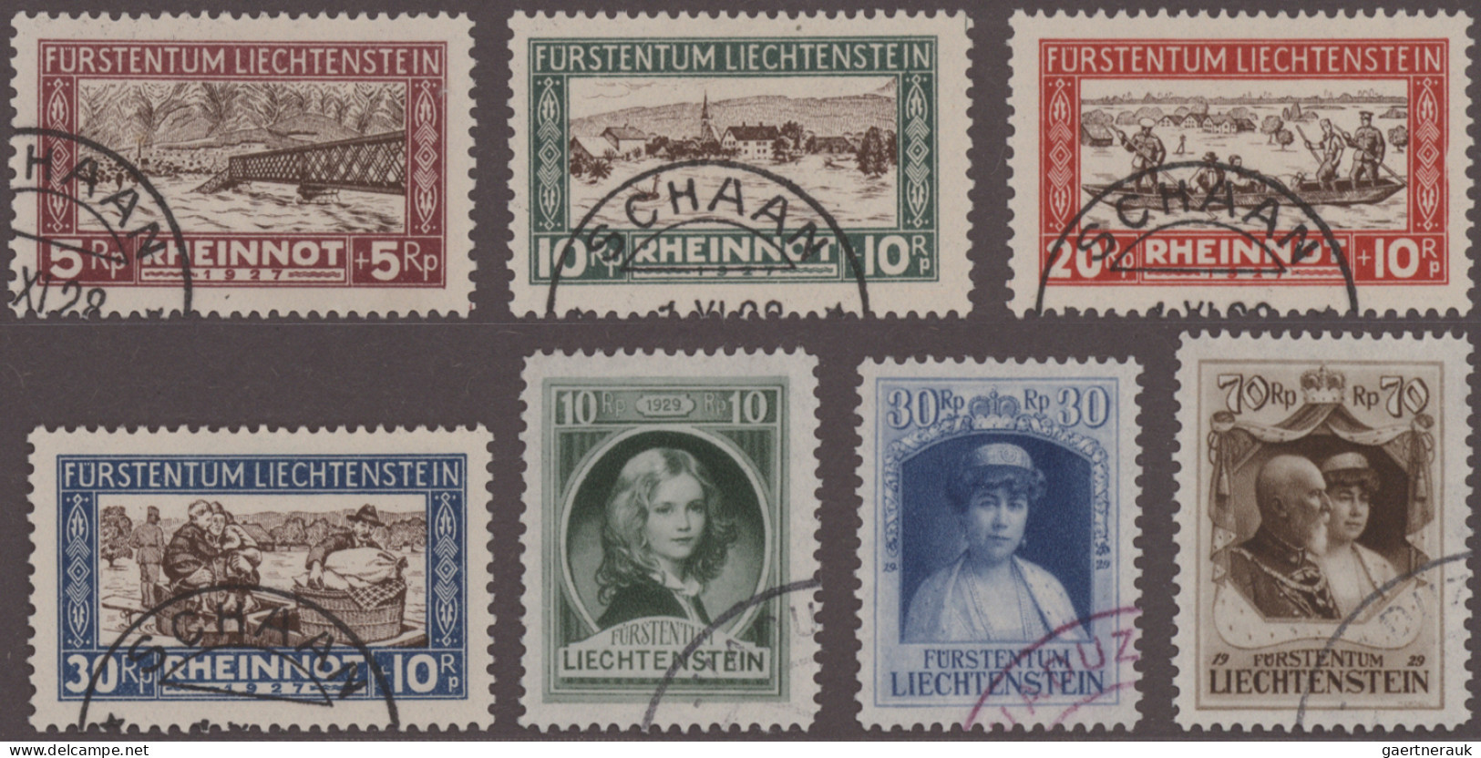 Liechtenstein: 1912-29/1953: Lot Mit 12 Gebrauchten Marken Und Einer GA, Dabei F - Lotes/Colecciones