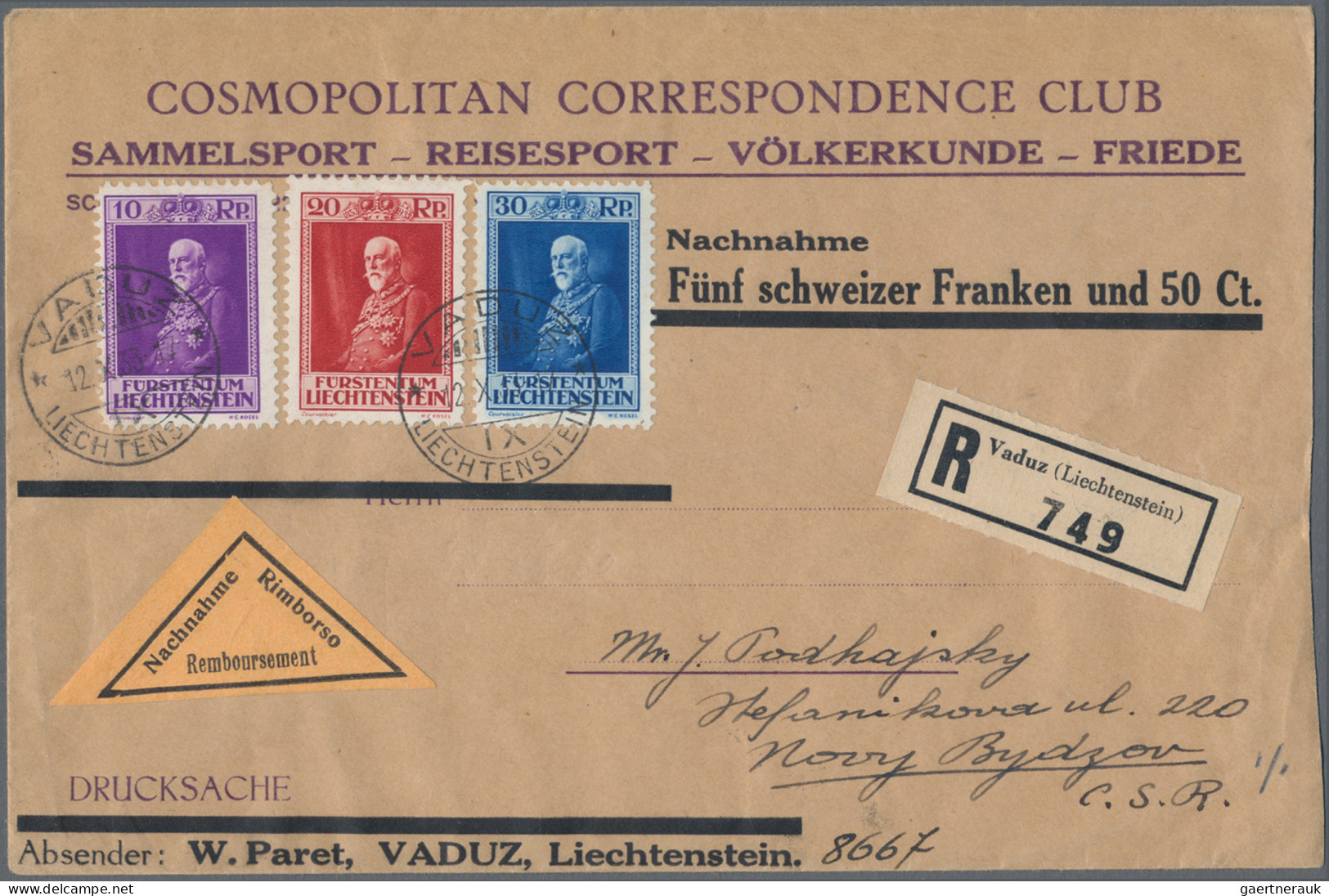 Liechtenstein: 1930/1938, sauberes Lot mit über 40 Briefen und Karten mit intere