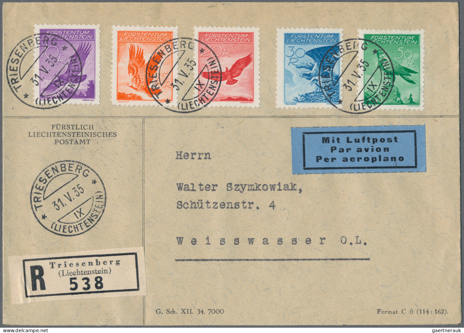 Liechtenstein: 1930/1938, sauberes Lot mit über 40 Briefen und Karten mit intere