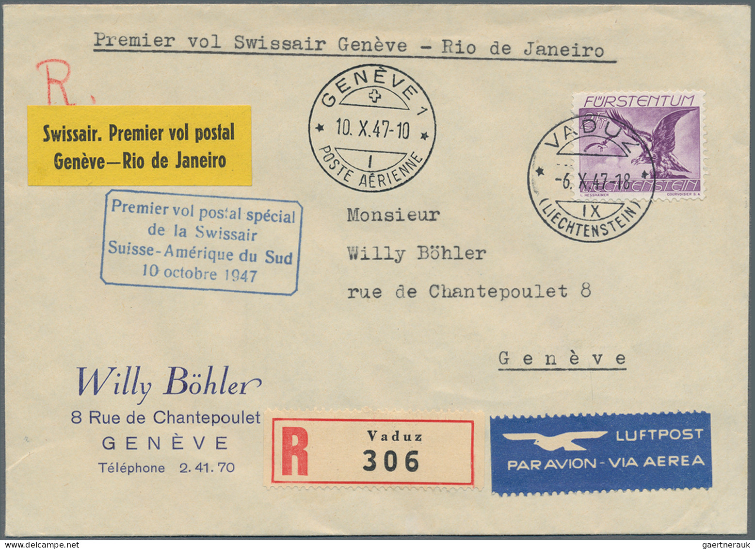 Liechtenstein: 1930/1962, Sauberes Lot Mit 20 Erst- Oder Sonderflugpostbelegen A - Collections