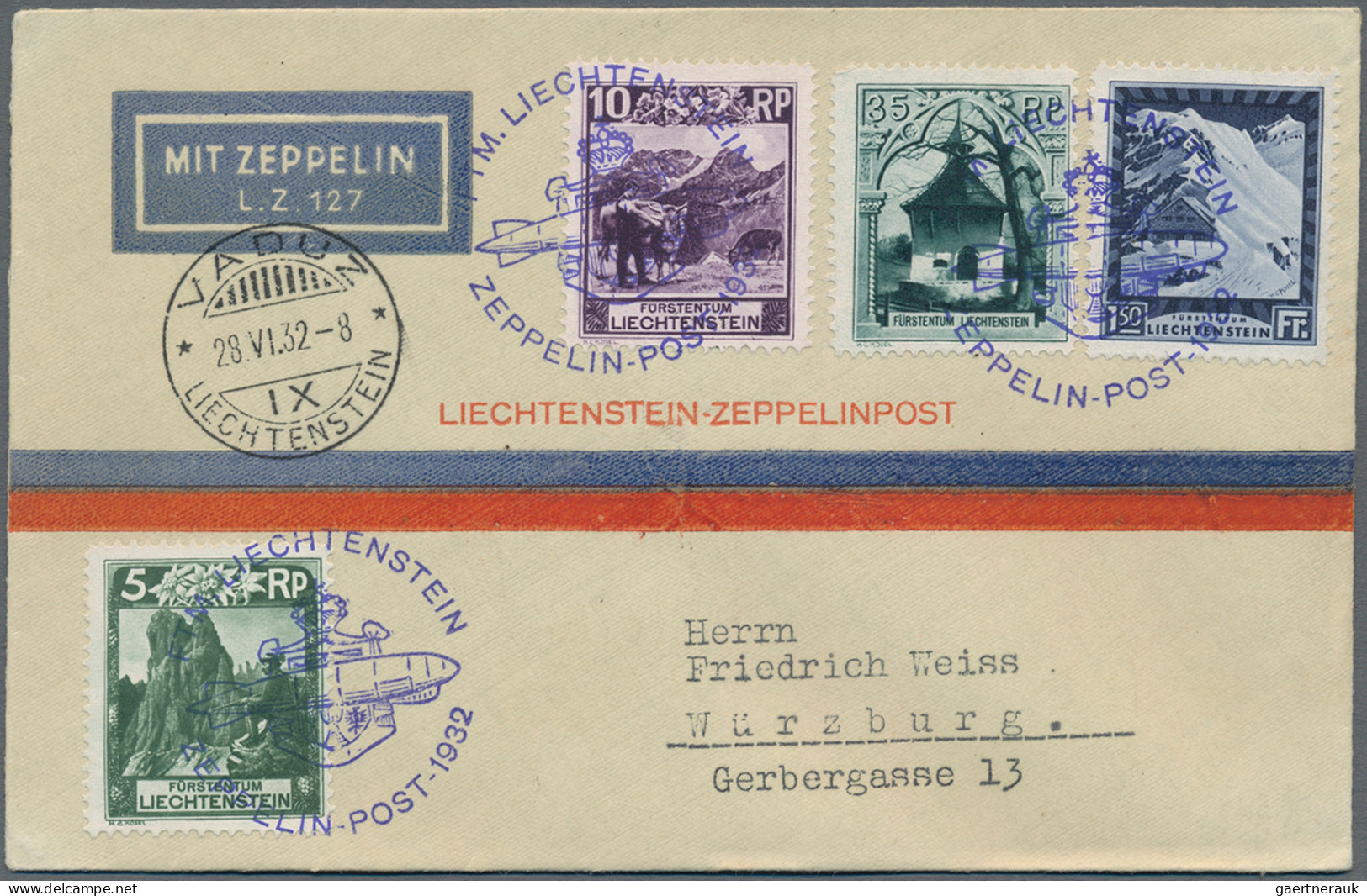 Liechtenstein: 1930/1962, sauberes Lot mit 20 Erst- oder Sonderflugpostbelegen a