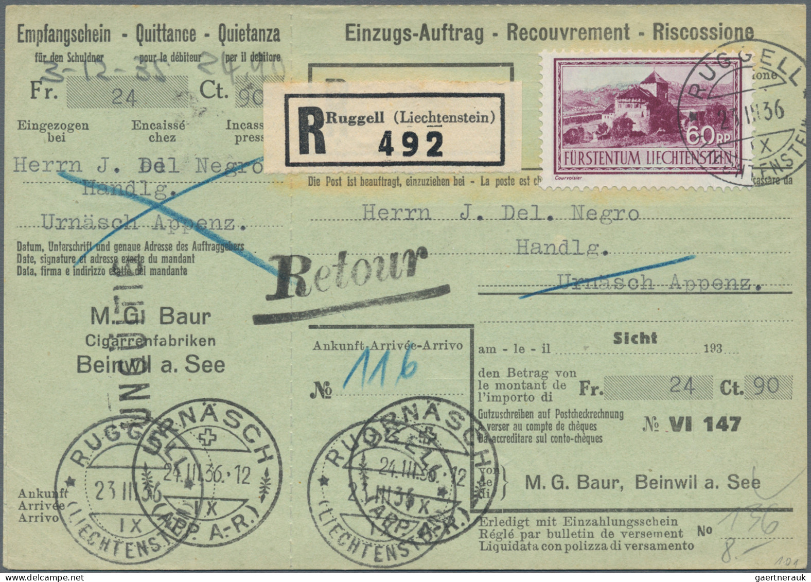 Liechtenstein: 1934, Sauberes Lot Mit 25 Briefen Und Karten Der Kosel II-Freimar - Verzamelingen