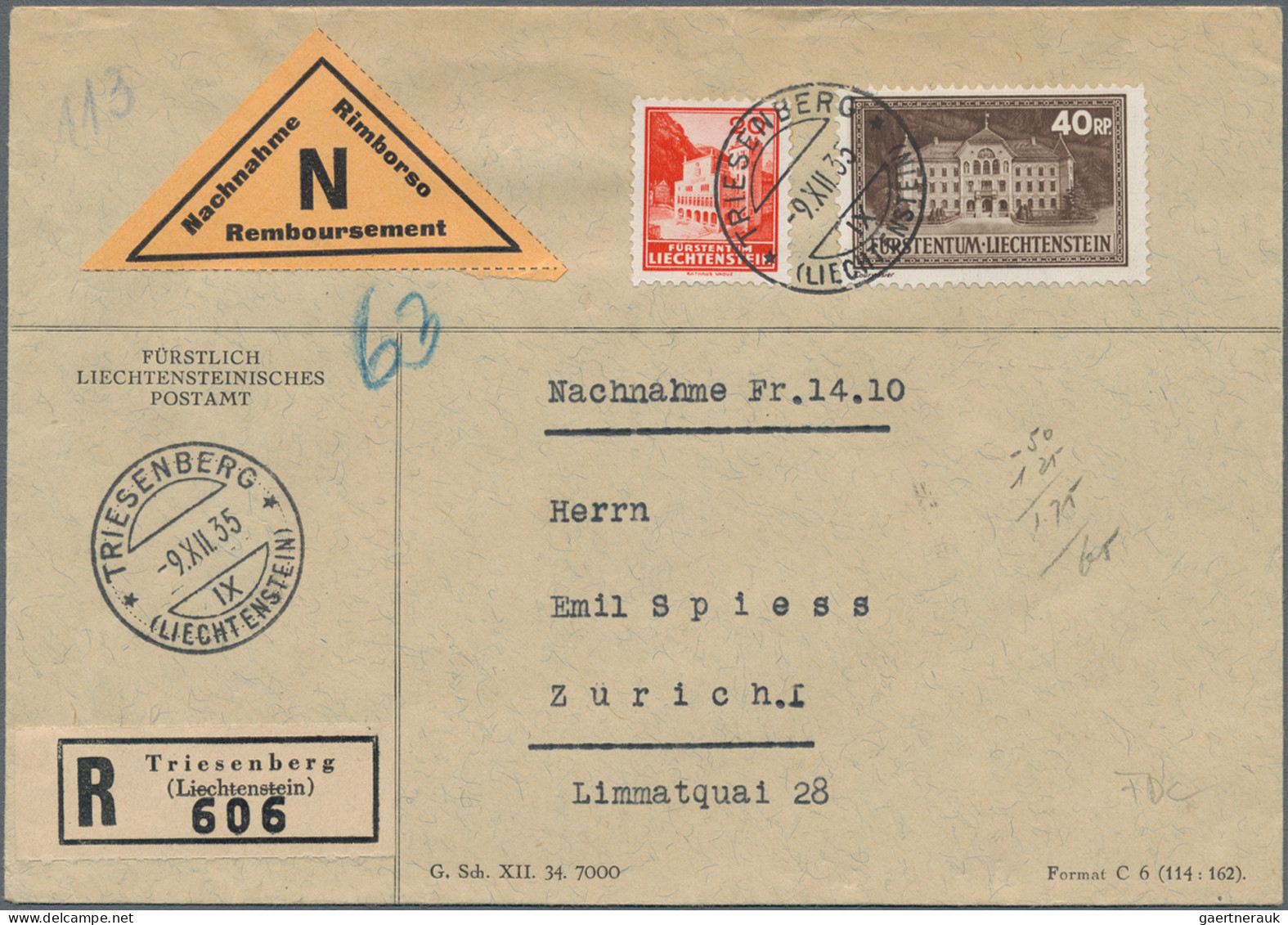 Liechtenstein: 1934, Sauberes Lot Mit 25 Briefen Und Karten Der Kosel II-Freimar - Collections