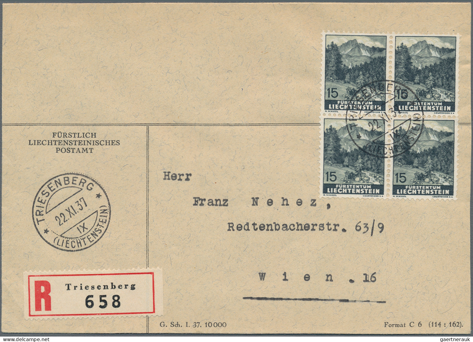 Liechtenstein: 1937, Sauberes Lot Mit 36 Briefen Und Karten Der Schiestl-Freimar - Sammlungen