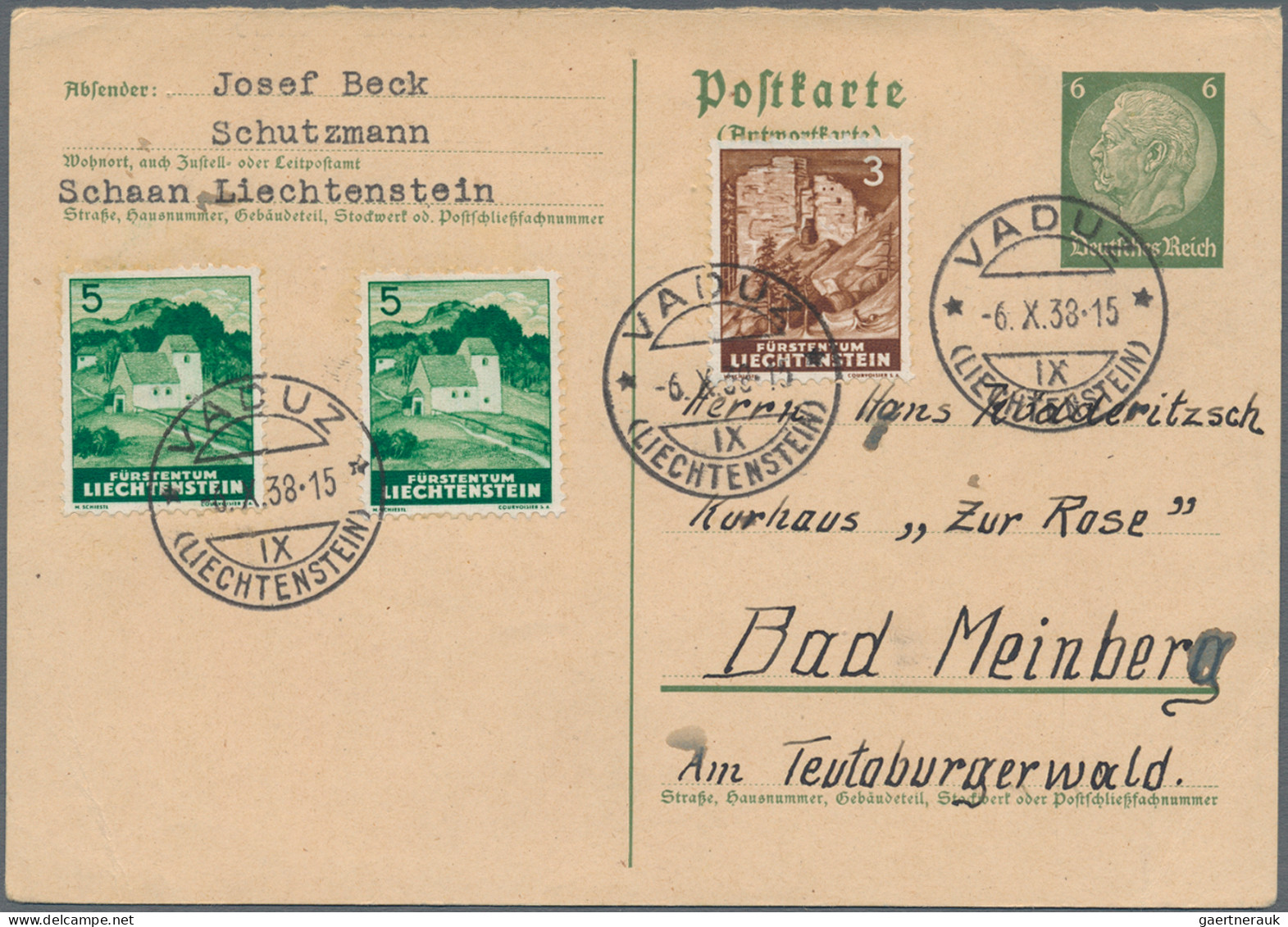 Liechtenstein: 1937, sauberes Lot mit 36 Briefen und Karten der Schiestl-Freimar