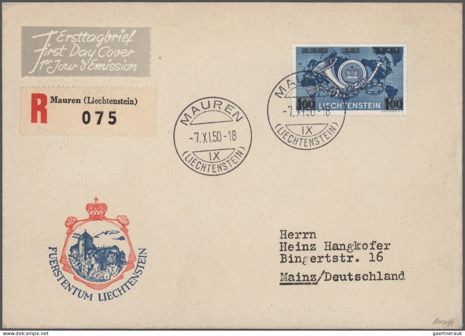 Liechtenstein: 1945/1990, umfangreiche Sammlung bis ca. 1962 mit vielen Briefen