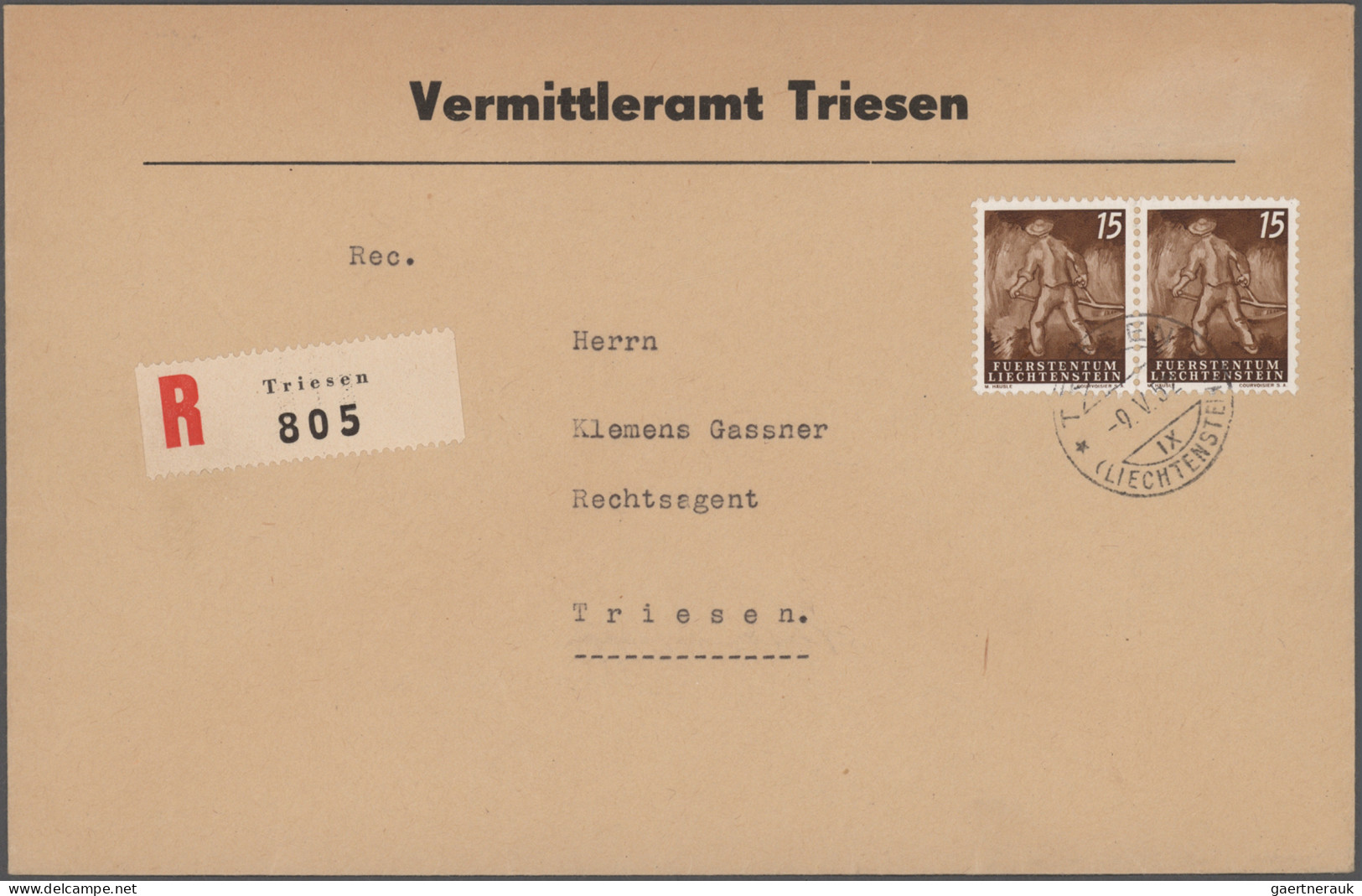 Liechtenstein: 1945/1990, umfangreiche Sammlung bis ca. 1962 mit vielen Briefen