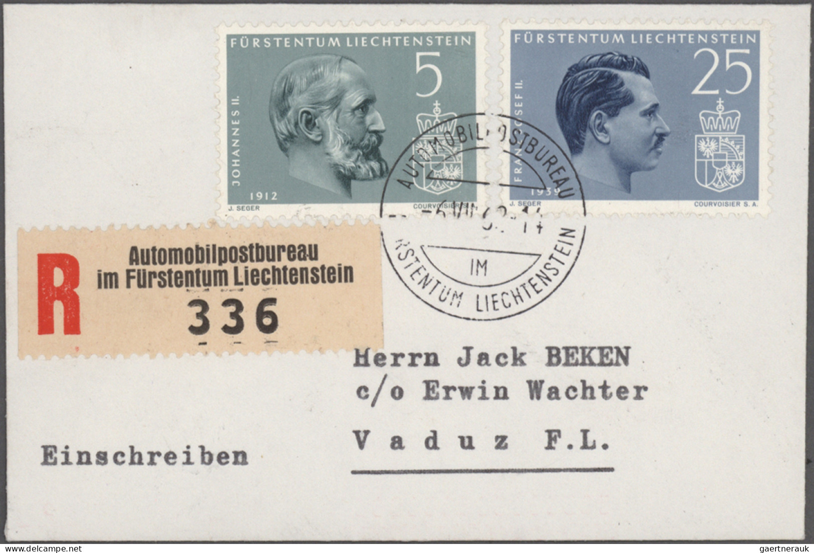 Liechtenstein: 1945/1990, umfangreiche Sammlung bis ca. 1962 mit vielen Briefen