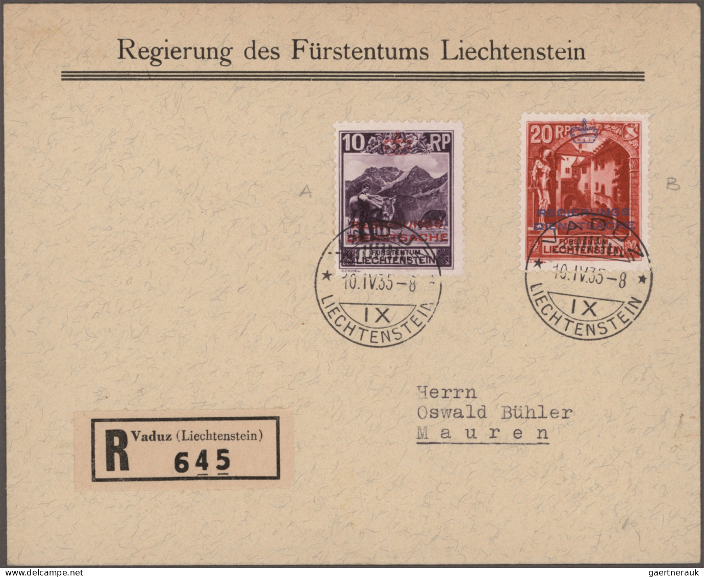 Liechtenstein - Dienstmarken: 1932/1935, Lot Mit 21 Sauberen Dienstbriefen Mit M - Oficial