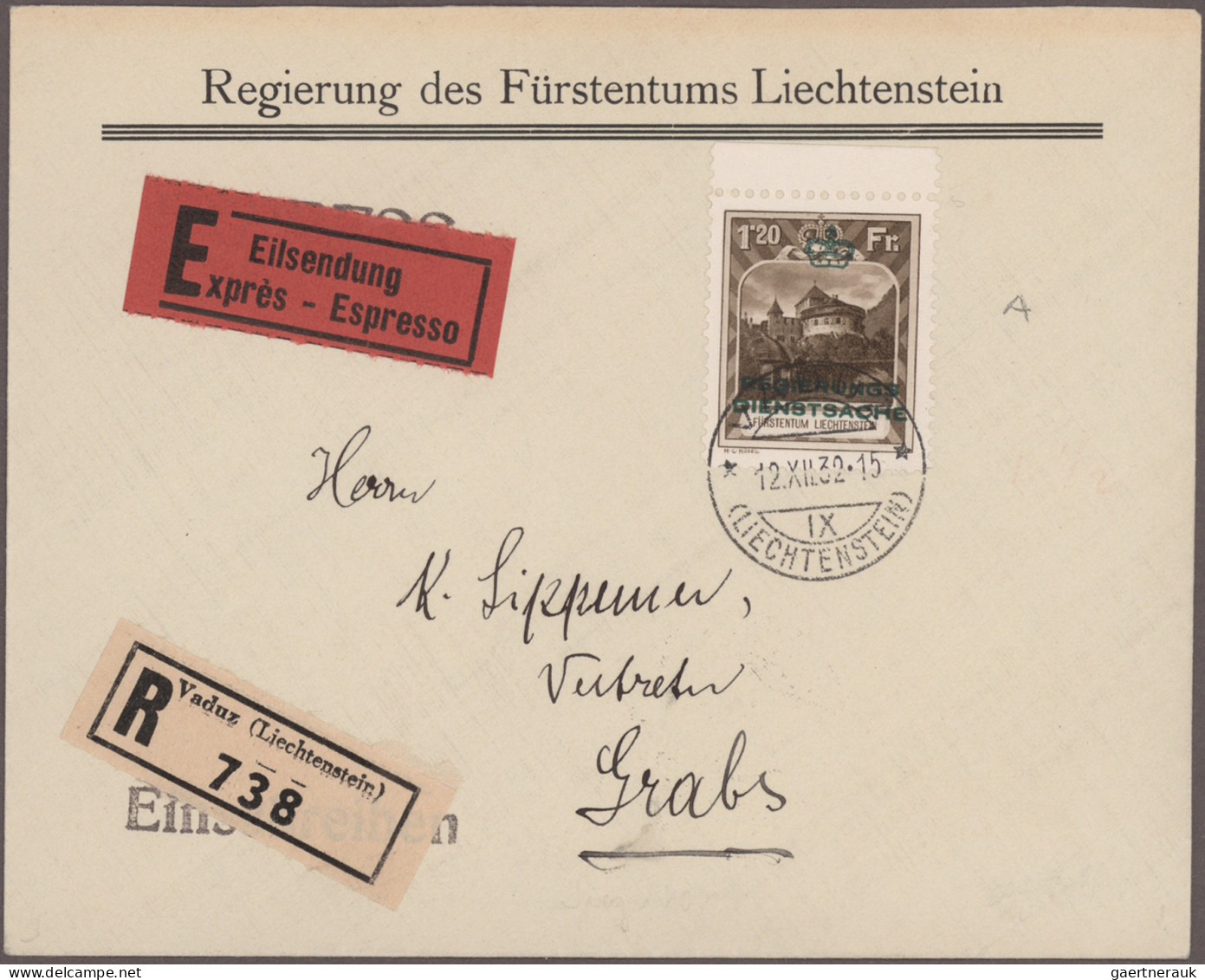 Liechtenstein - Dienstmarken: 1932/1936, Dienstmarken I 5 Rp.- 1.20 Fr. , Sauber - Service