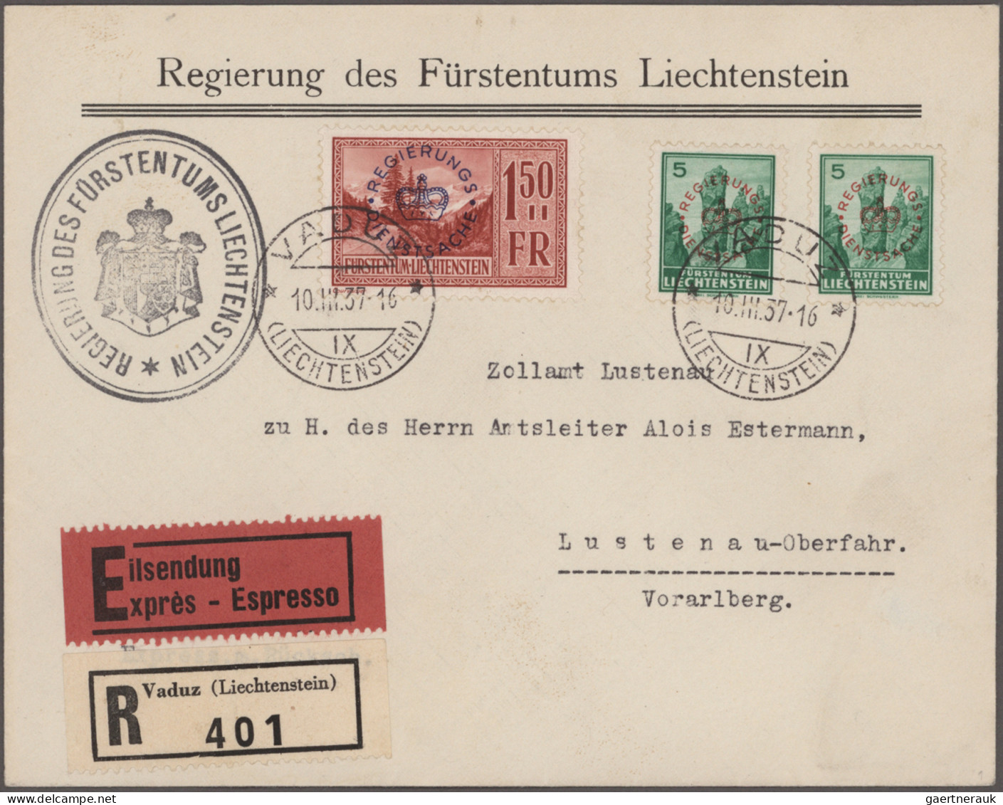 Liechtenstein - Dienstmarken: 1934/1947, Umfangreiche Sammlung Der 3 Verschieden - Dienstmarken