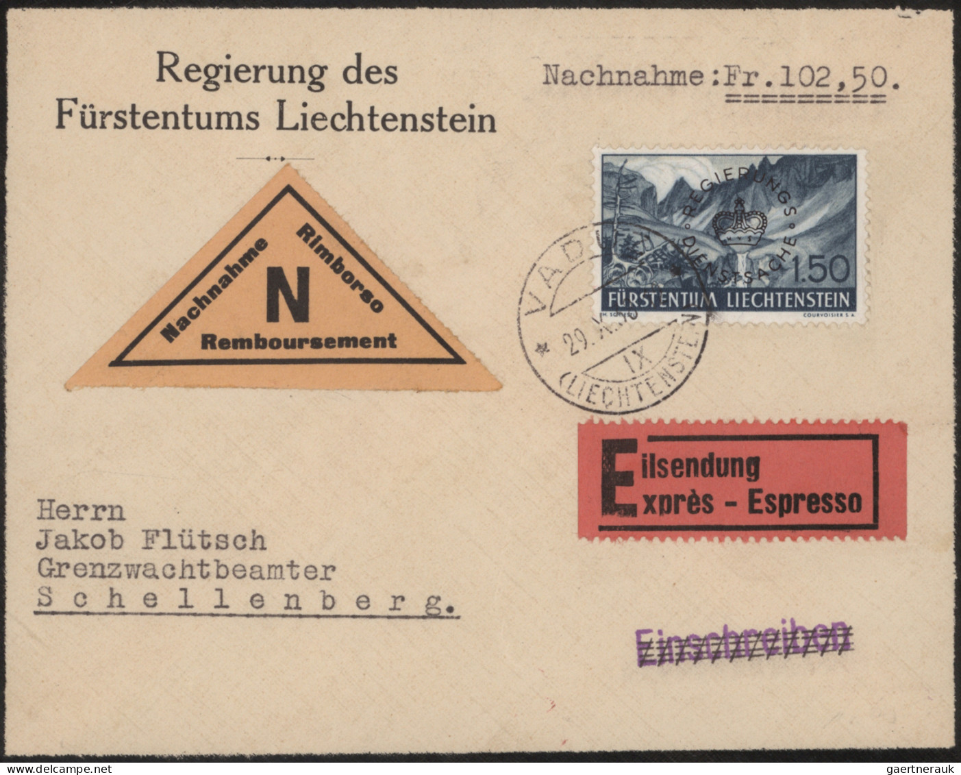 Liechtenstein - Dienstmarken: 1934/1947, umfangreiche Sammlung der 3 verschieden