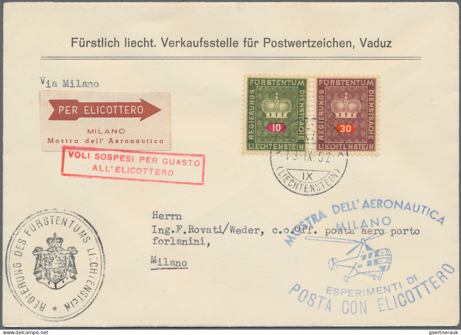 Liechtenstein - Dienstmarken: 1935/1967, Sauberes Lot Mit 14 Erst- Oder Sonderfl - Dienstmarken