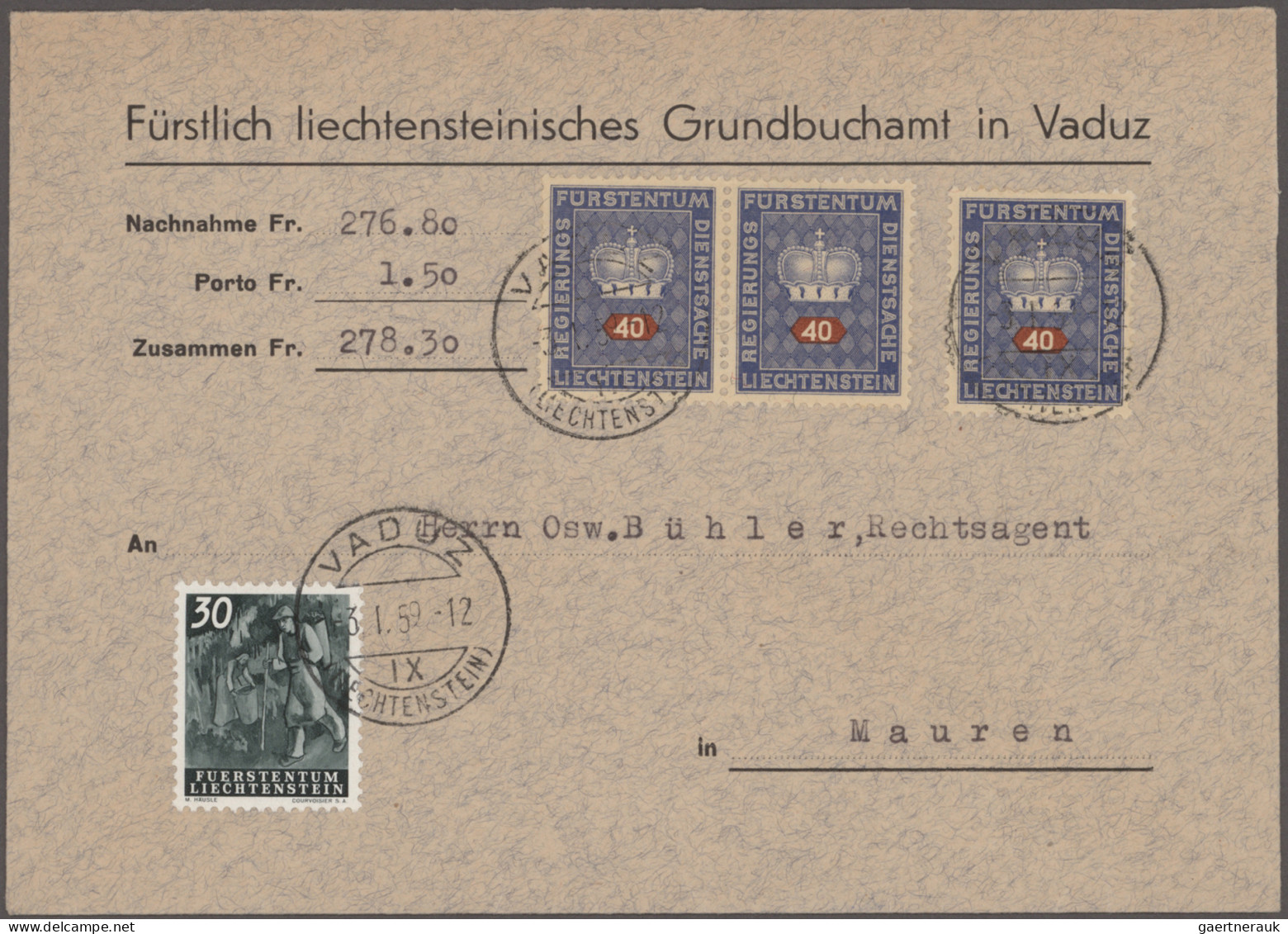 Liechtenstein - Dienstmarken: 1950/1976, Umfangreiche Sammlung Der 3 Verschieden - Service