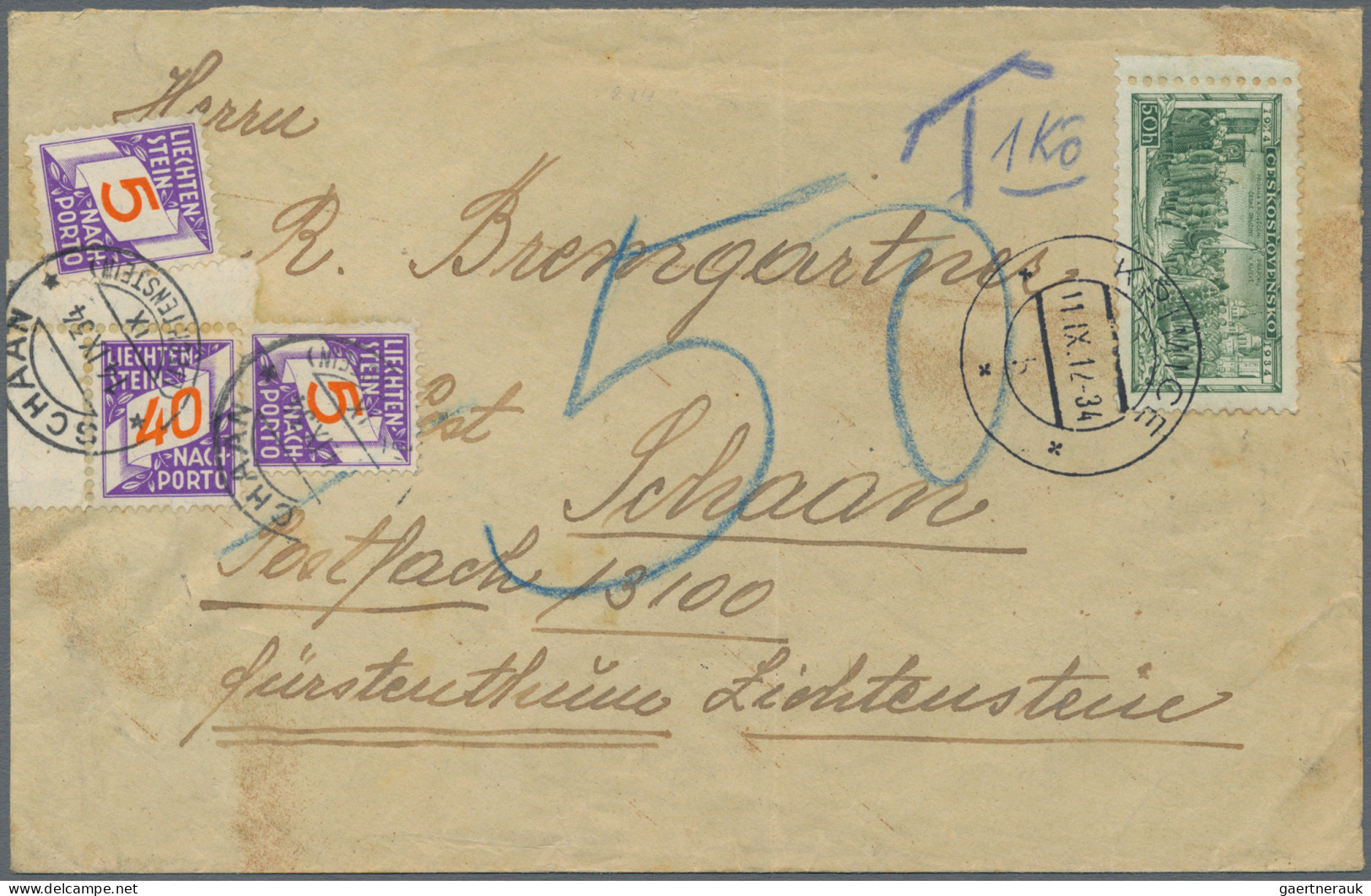Liechtenstein - Portomarken: 1926/1940, Portomarken II, 5-40 Rp.Ziffer Im Band A - Impuesto