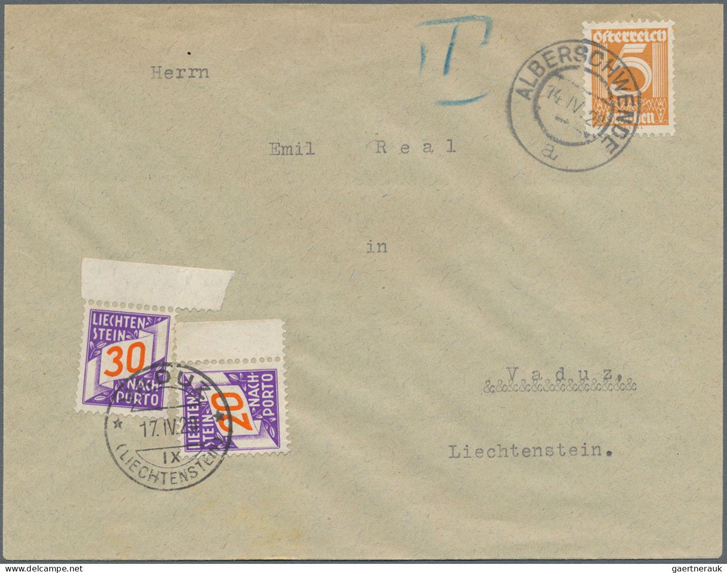 Liechtenstein - Portomarken: 1928/1938, Portomarken II, 5-40 Rp.Ziffer Im Band A - Taxe