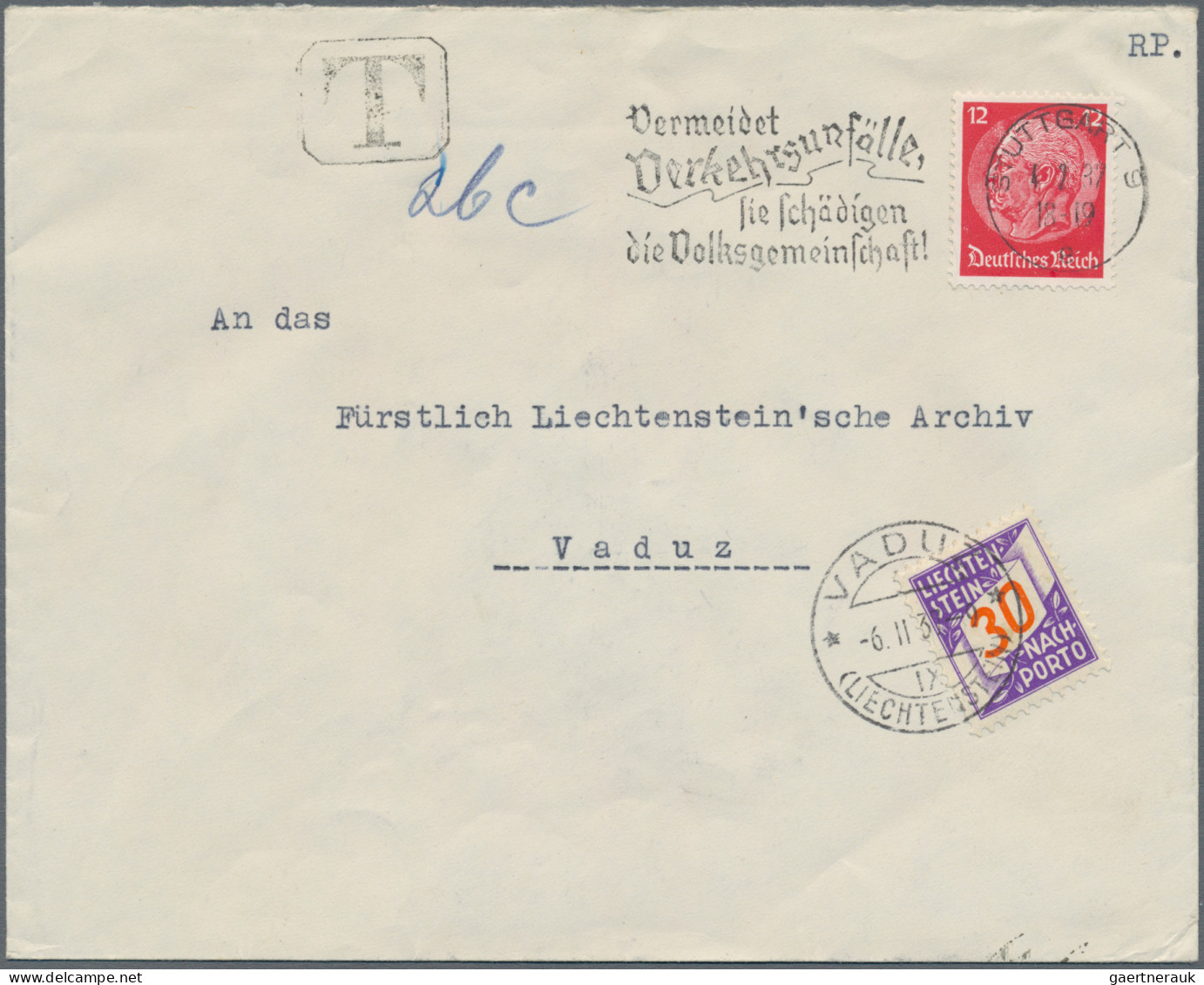 Liechtenstein - Portomarken: 1928/1938, Portomarken II, Ziffer Im Band 5 - 50 Rp - Strafportzegels