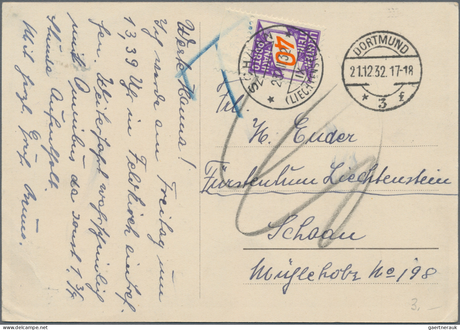 Liechtenstein - Portomarken: 1928/1938, Portomarken II, Ziffer Im Band 5 - 50 Rp - Portomarken