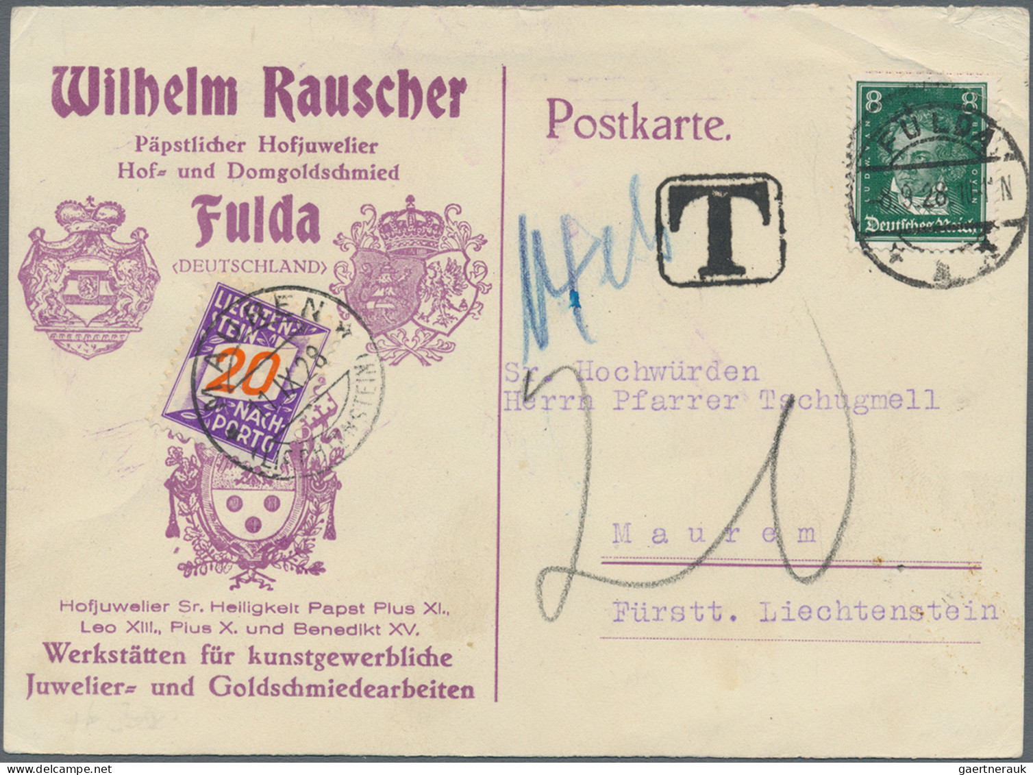 Liechtenstein - Portomarken: 1928/1938, Portomarken II, Ziffer Im Band 5 - 50 Rp - Impuesto
