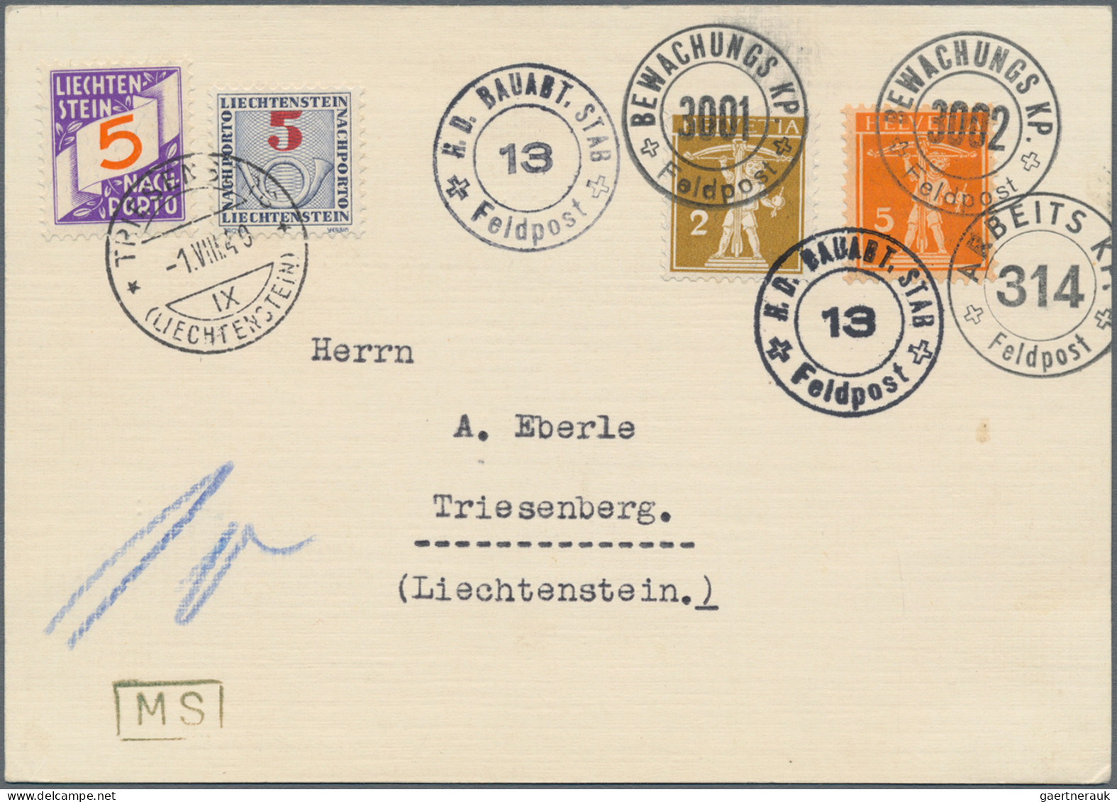 Liechtenstein - Portomarken: 1929/1940, Portomarken II, Ziffer Im Band 5-50 Rp. - Portomarken