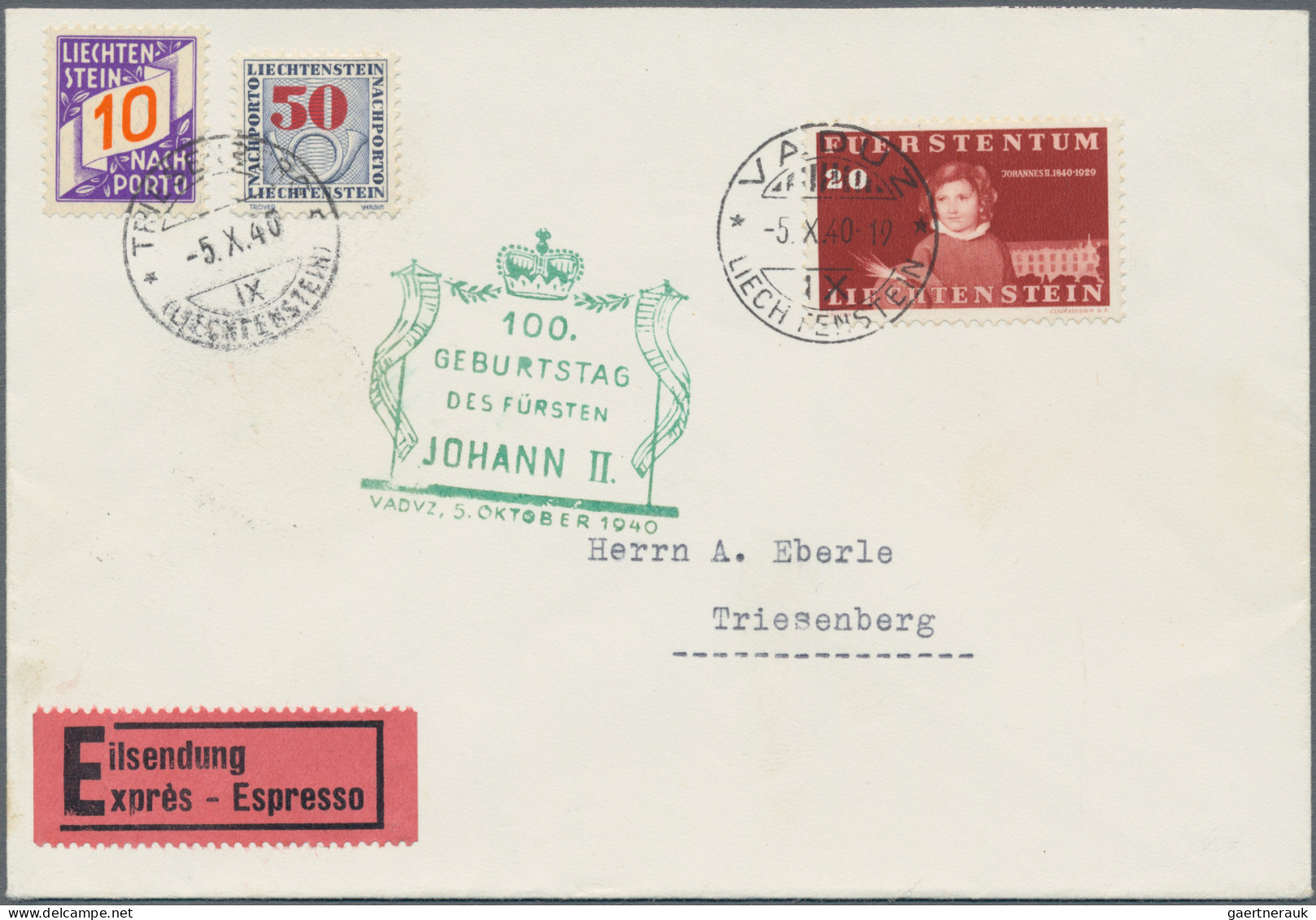 Liechtenstein - Portomarken: 1940/1941, Portomarken II U. III., 8 Unterfrankiert - Strafportzegels