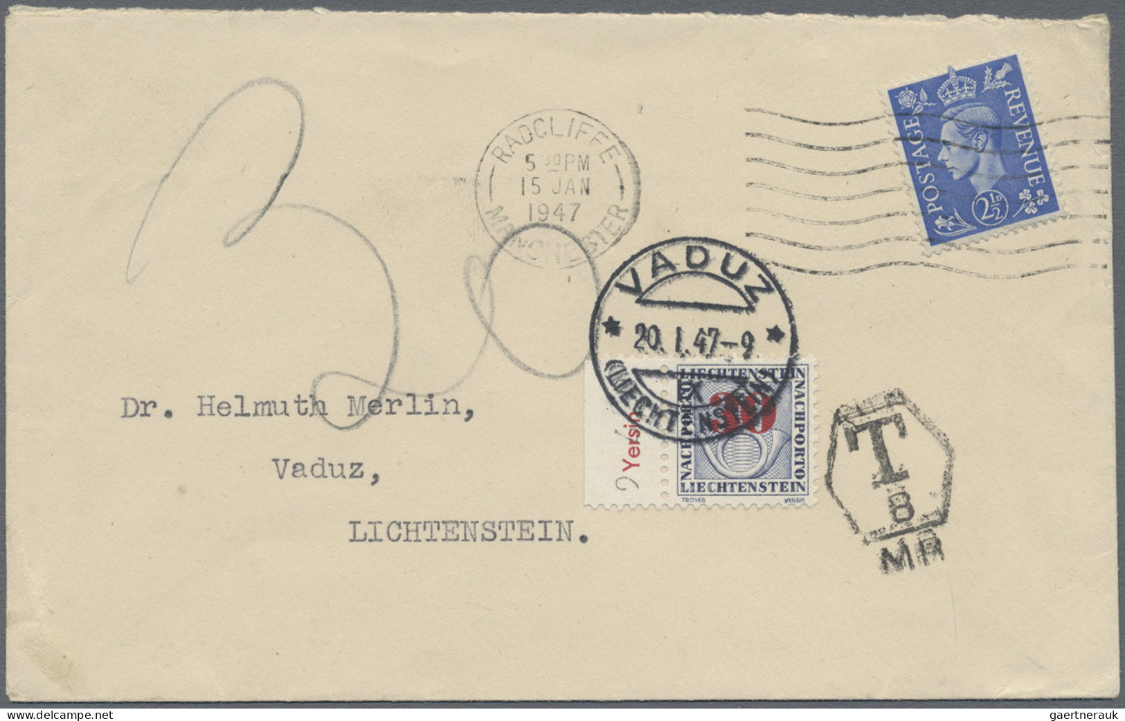 Liechtenstein - Portomarken: 1946/1955, Portomarken III, Ziffer Mit Posthorn 5,1 - Impuesto