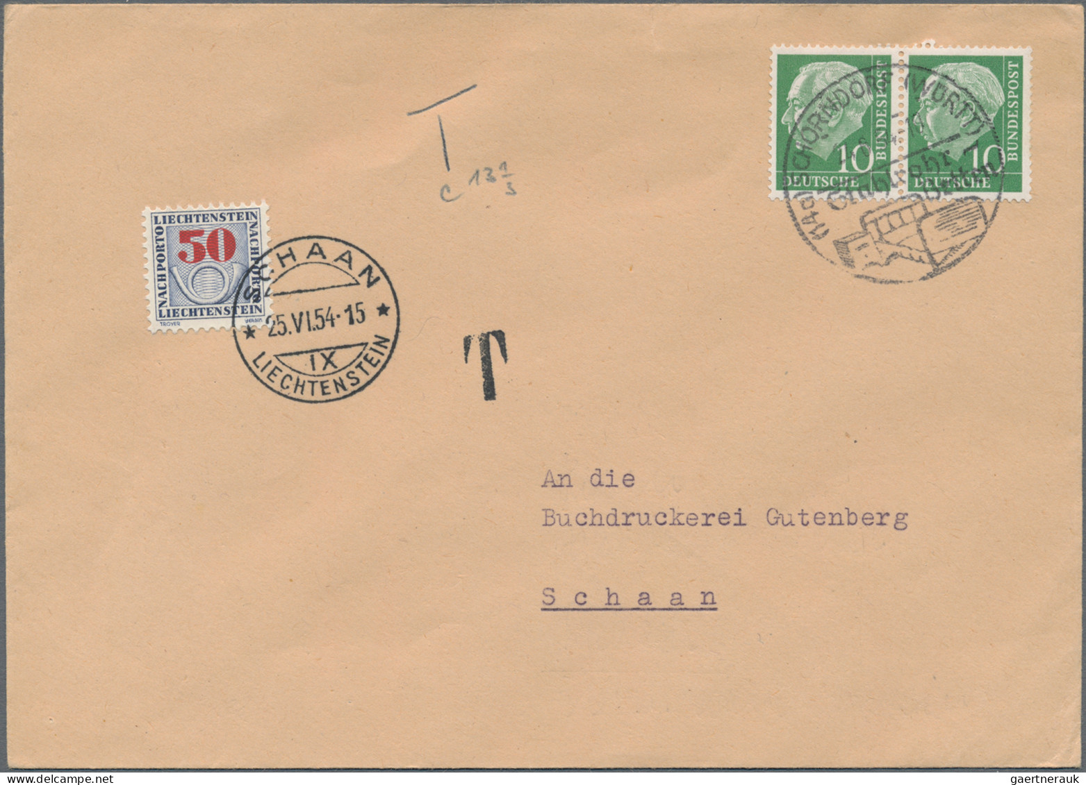 Liechtenstein - Portomarken: 1952/1955, Portomarken III, Ziffer Mit Posthorn 5 - - Taxe