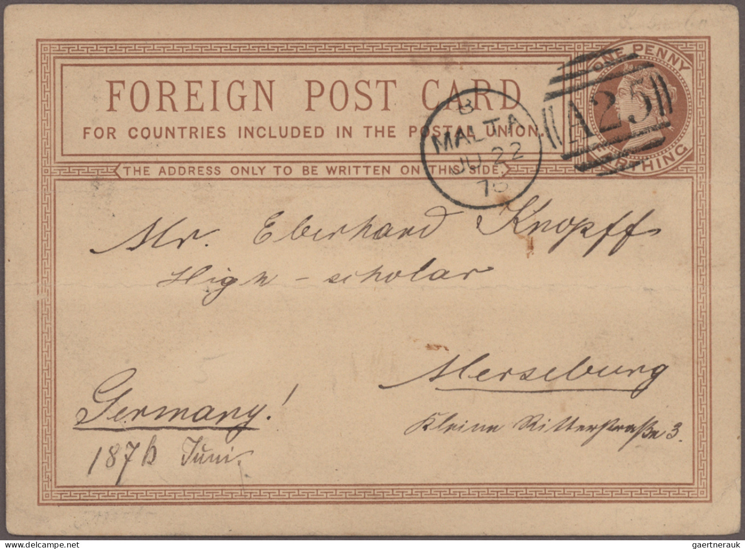 Malta: 1849/1909, Lot Of Five Entires, Incl. A 1849 Stampless Letter Originating - Malta