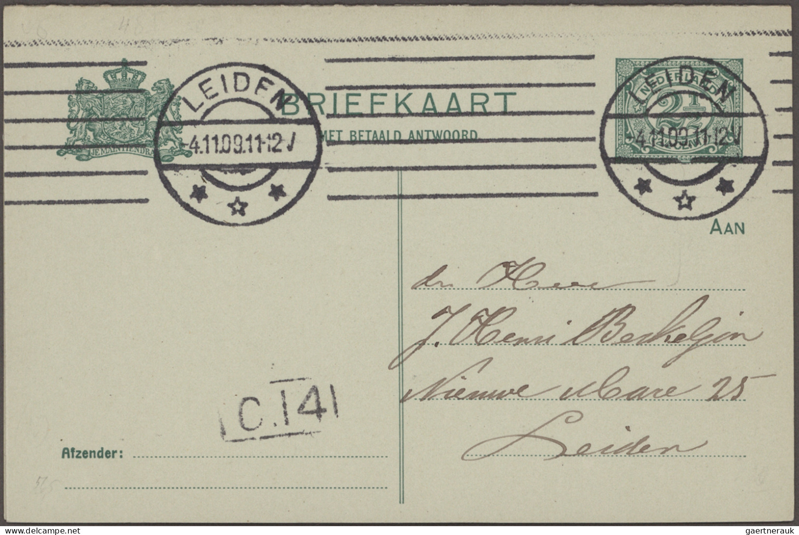 Netherlands - Postal Stationery: 1888/1916, Lot Of Ten Used Double Cards, Thereo - Postal Stationery