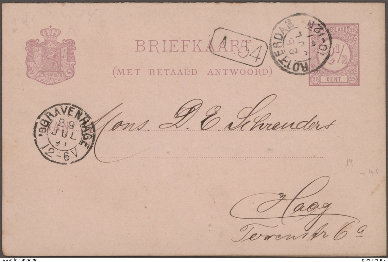 Netherlands - Postal Stationery: 1888/1916, Lot Of Ten Used Double Cards, Thereo - Ganzsachen
