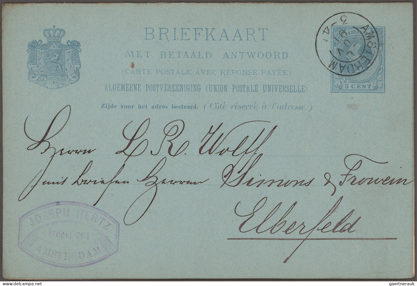 Netherlands - Postal Stationery: 1888/1916, Lot Of Ten Used Double Cards, Thereo - Postal Stationery