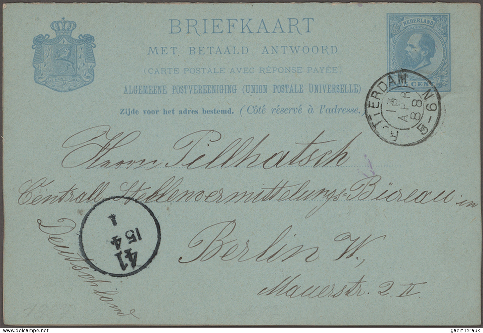 Netherlands - Postal Stationery: 1888/1916, Lot Of Ten Used Double Cards, Thereo - Ganzsachen