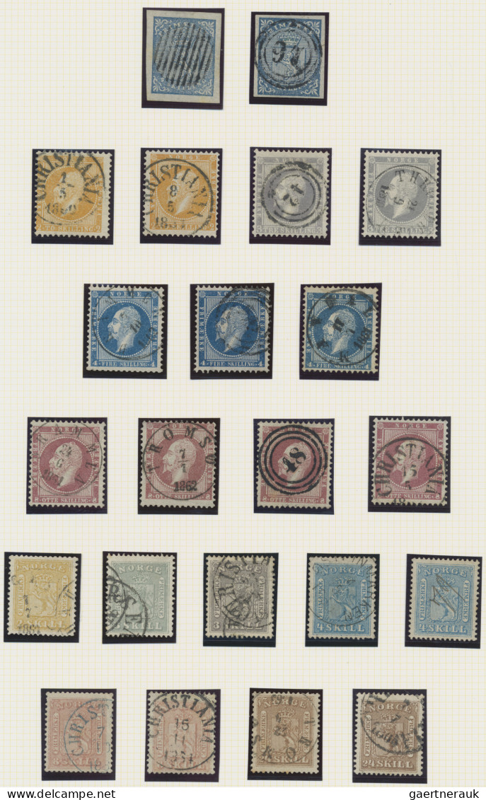 Norway: 1855/1910, A Decent Mainly Used Collection On Album Pages, Comprising Tw - Gebruikt