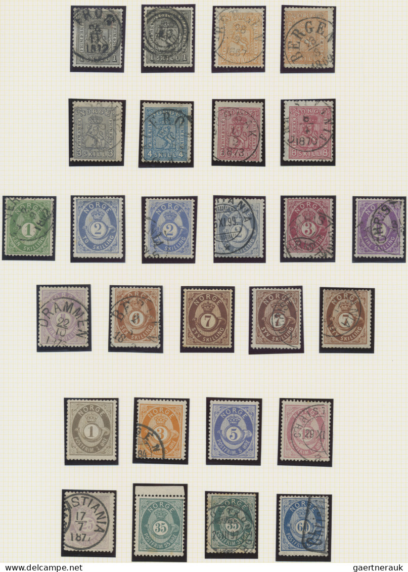 Norway: 1855/1910, A Decent Mainly Used Collection On Album Pages, Comprising Tw - Gebruikt