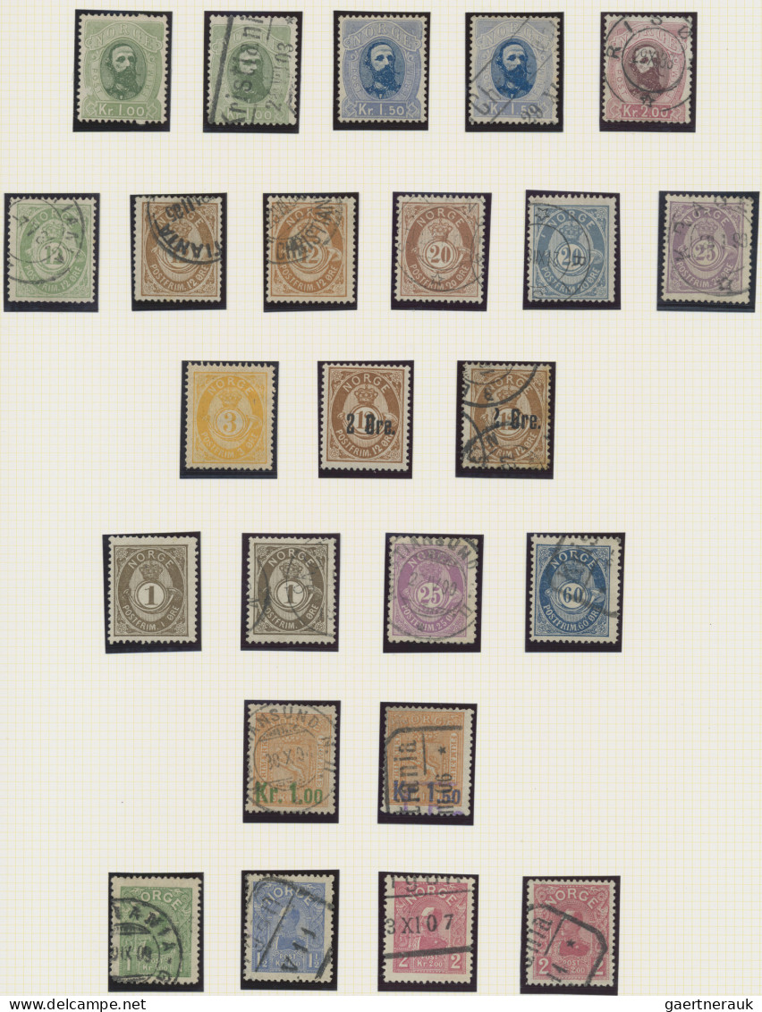 Norway: 1855/1910, A Decent Mainly Used Collection On Album Pages, Comprising Tw - Gebruikt