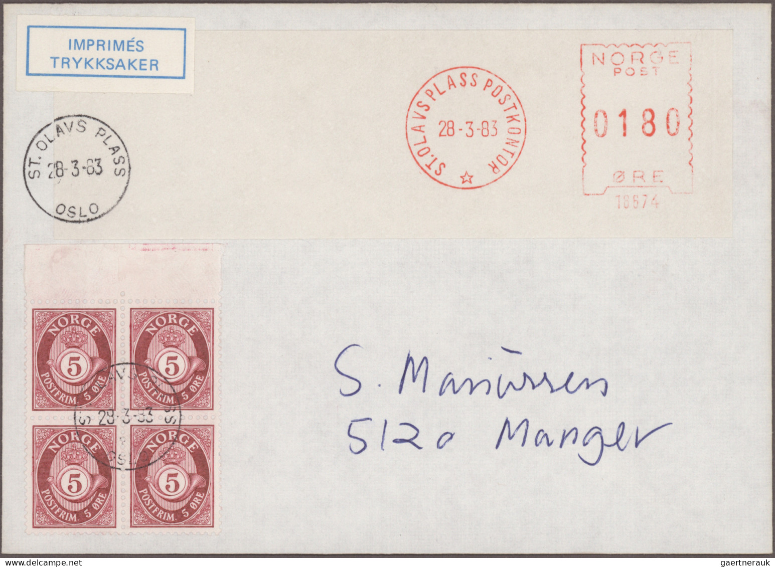 Norway: 1979/1983, Specialised Collection Of Apprx. 214 Covers/cards, Bearing Fr - Automatenmarken [ATM]