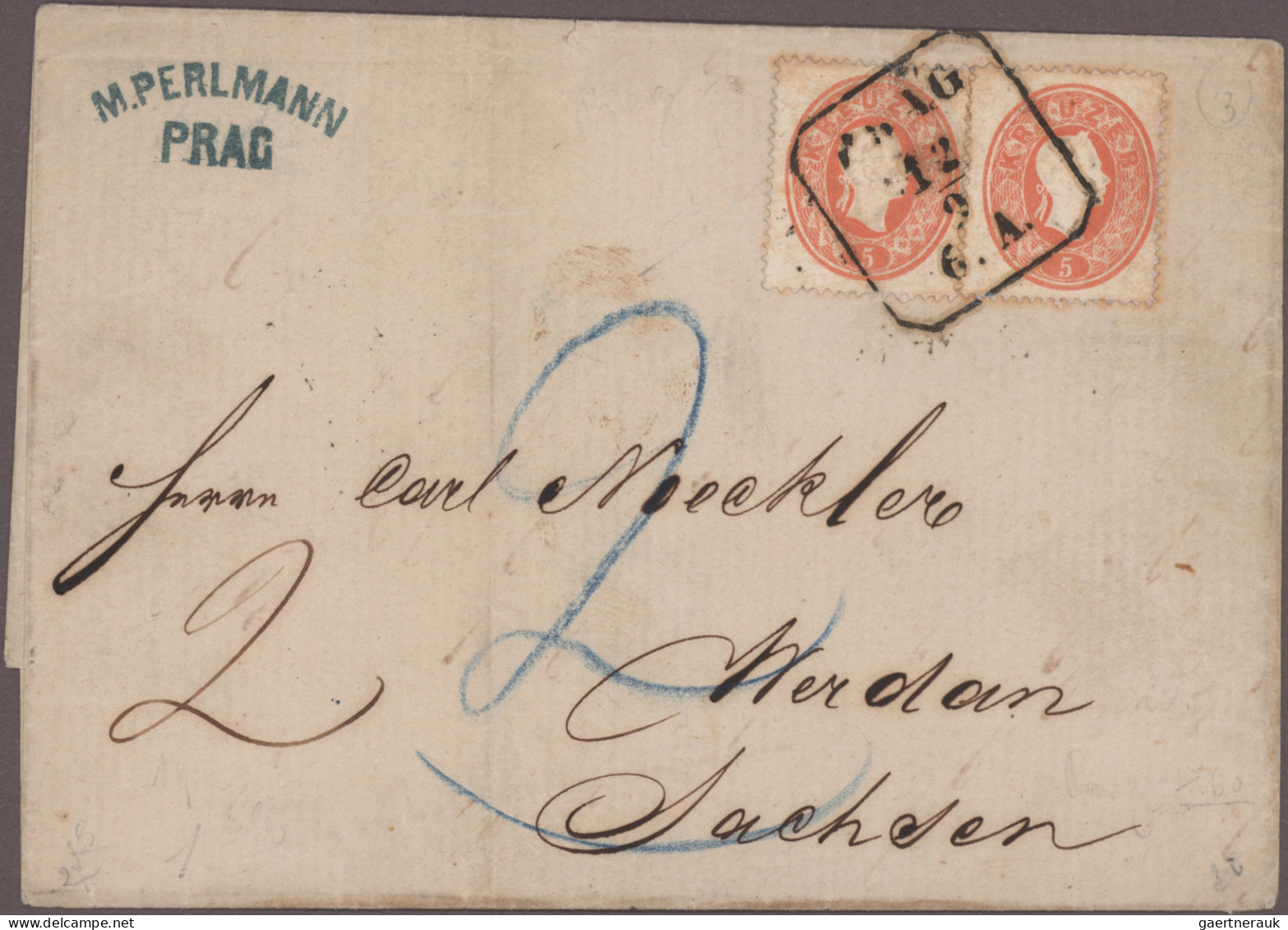 Österreich: 1850/1889, Spezialsammlung von 32 Belegen "Nachtaxierungen", dabei a
