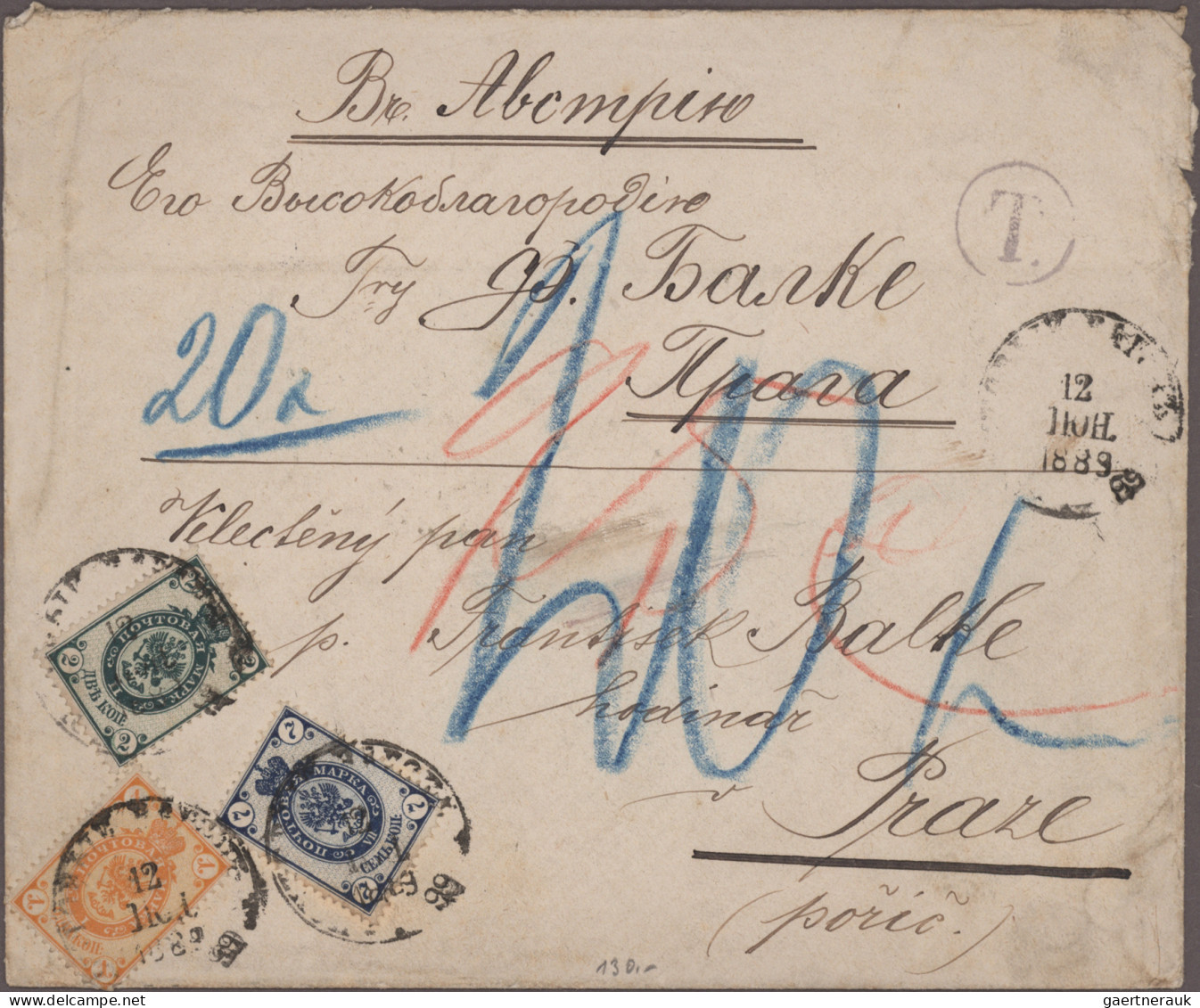 Österreich: 1850/1889, Spezialsammlung von 32 Belegen "Nachtaxierungen", dabei a