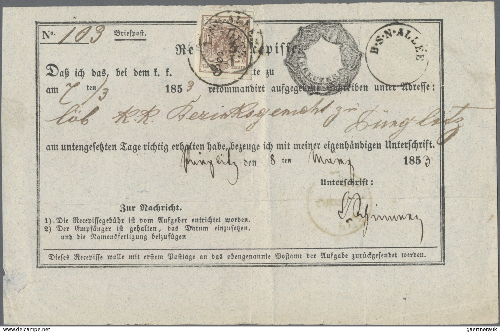 Österreich: 1851/1907, Spezial-Sammlung von 22 Retour-Recepissen, praktisch alle