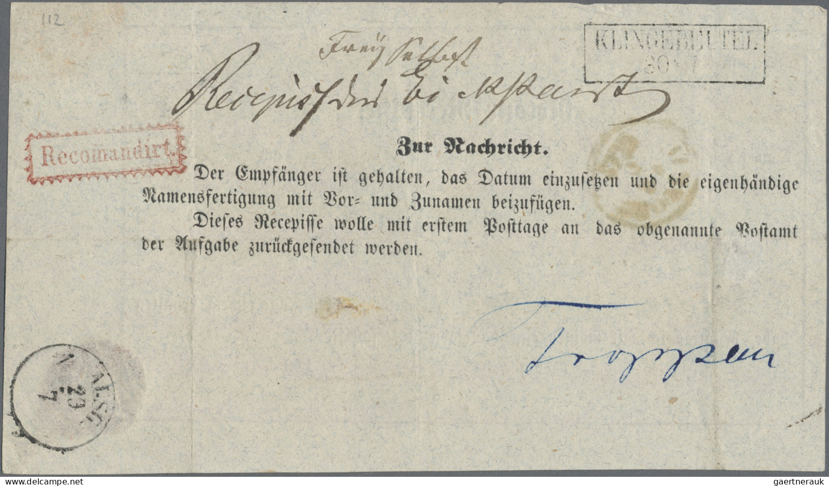 Österreich: 1851/1907, Spezial-Sammlung von 22 Retour-Recepissen, praktisch alle