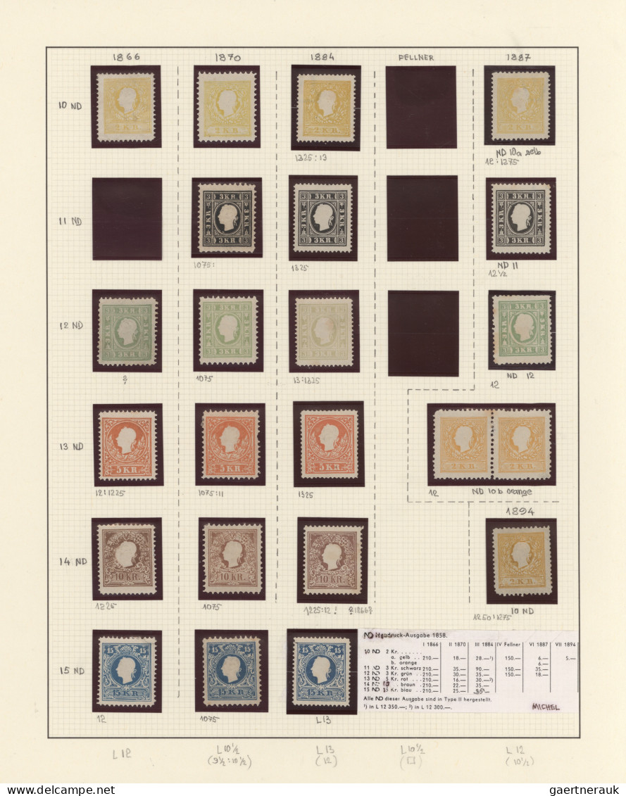 Österreich: 1851-1918, umfangreiche Sammlung in 3 Alben, gemischt gesammelt, mei