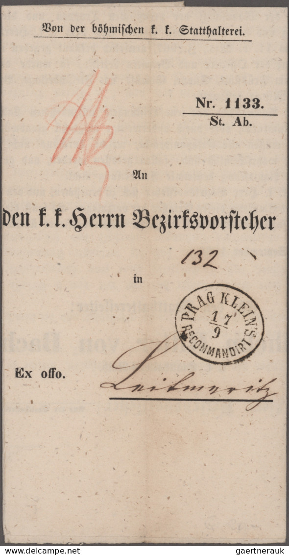 Österreich: 1852/1895, Lot Von 8 Unfrankierten Belegen "Ex Offo Briefe", Dabei Z - Sammlungen