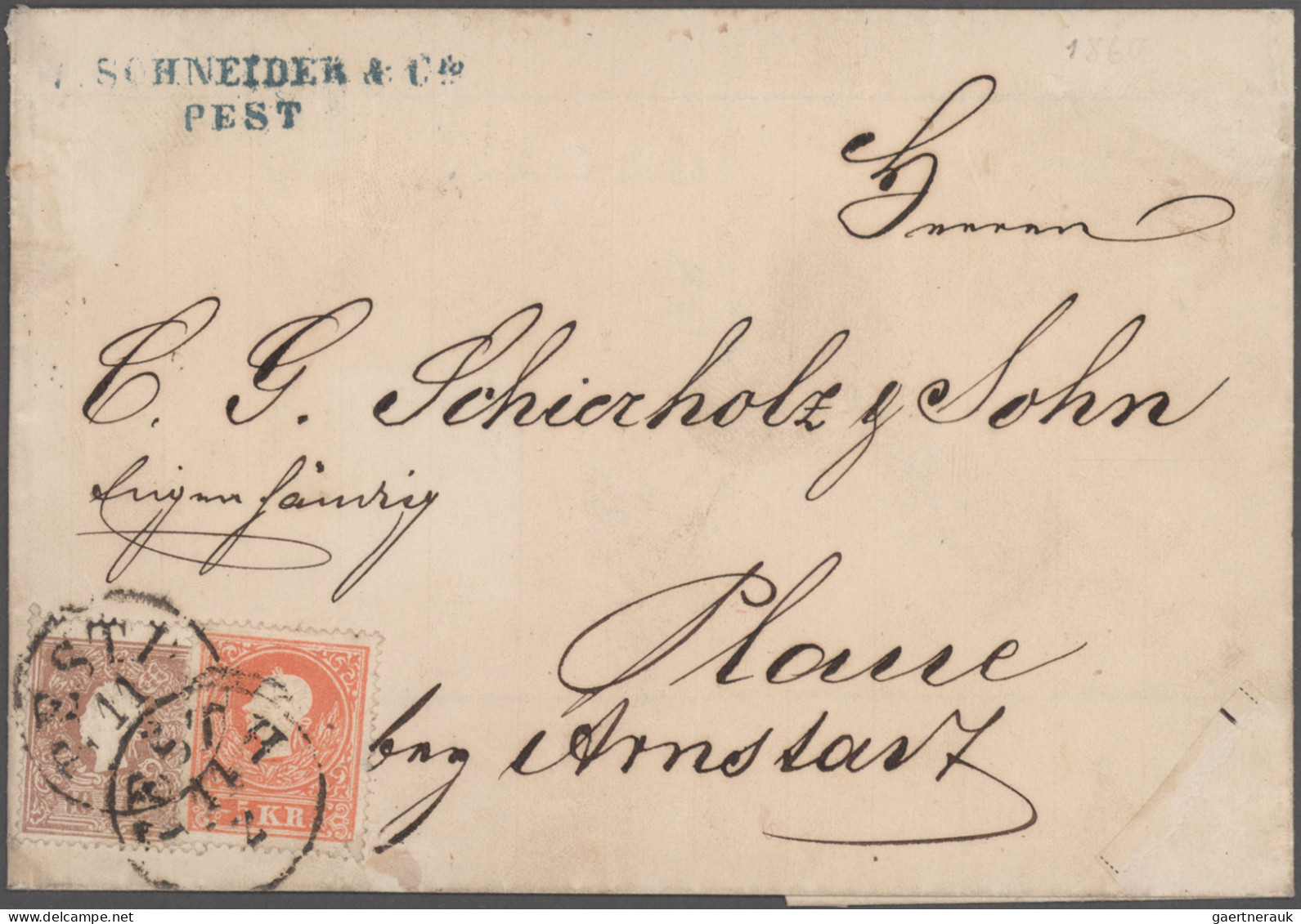 Österreich: 1861/1876, Partie von elf Briefen und Karten mit Frankaturen Wappen
