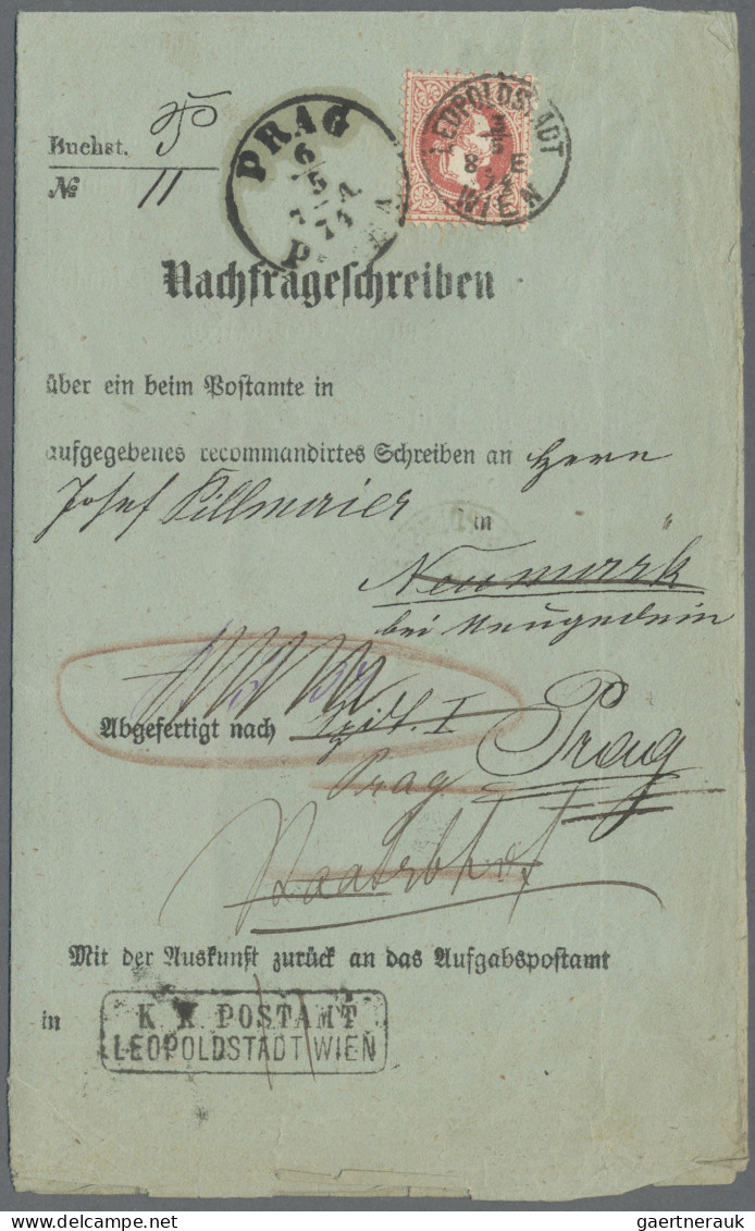 Österreich: 1874/1917, Interessante Spezial-Sammlung Von 12 Nachfrageschreiben, - Verzamelingen