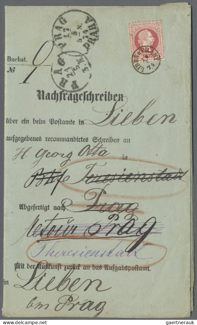 Österreich: 1874/1917, Interessante Spezial-Sammlung Von 12 Nachfrageschreiben, - Collections