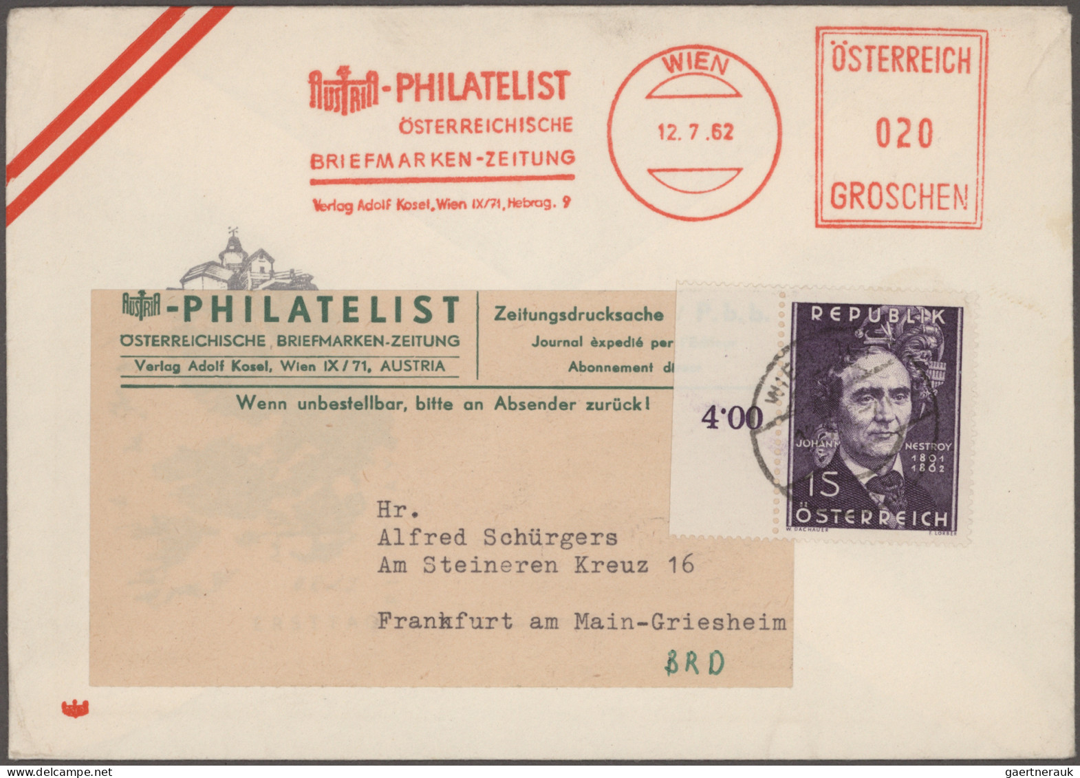 Österreich: 1875/1990 (ca.), umfangreicher Posten von ca. 580 Briefen und Karten